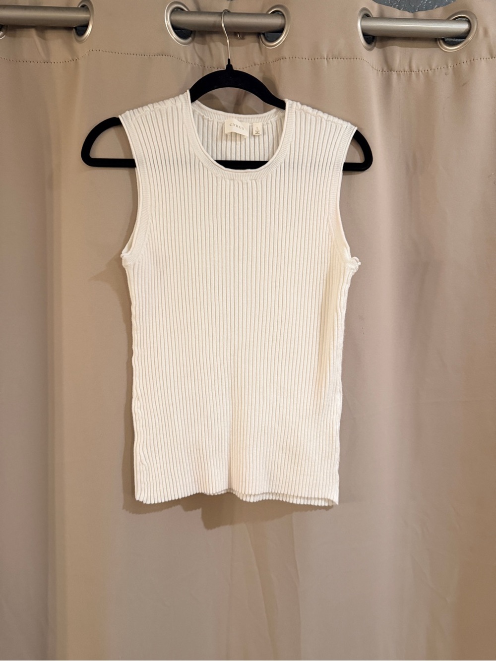Cyrus Cotton Ribbed Off White Tank Top